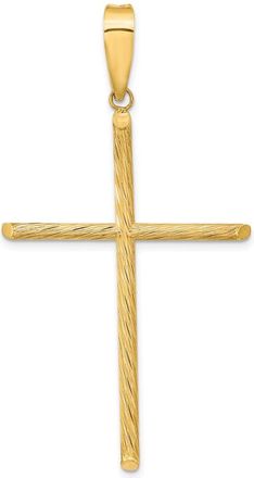 Diamond2Deal 14k Yellow Gold Polished Textured Fancy Cross Pendant