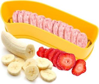 OEM Cortador De Frutas Extragrande, Cortador Multifuncional, Cortador De Uvas, F&aacute;cil De Limpiar, 26,5 &times; 7,7 &times; 7,2 Cm, Pepinos Y Fresas, Amarillo
