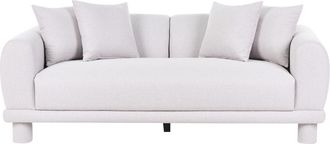 Beliani Divano A 3 Posti Moderno In Tessuto Con Cuscini Decorativi Extra E Gambe Rivestite Grigio Chiaro Pori