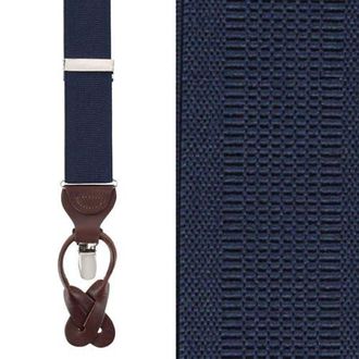 Trafalgar Store Classic Solid Color Convertible Suspenders (Braces) 35mm Elastic in Navy at Nordstrom
