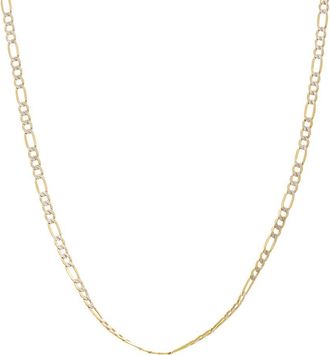 Italian Gold, Inc 10K 3Mm Pave Semi-Solid Figaro Necklace