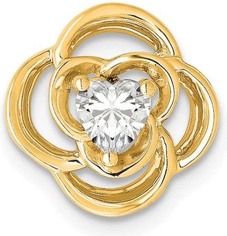 Diamond2Deal 14k Gold 1/4 Ct Lab Grown Diamond Flower Chain Slide Pendant