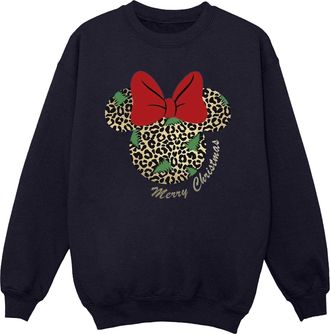 Disney Dames/Dames Minnie Mouse Luipaard Kerst Sweatshirt (Marineblauw)