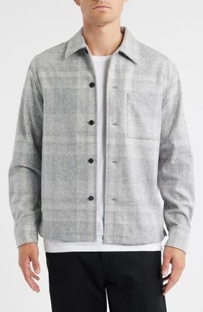 Theory Shaded Plaid Shirt Jacket in Light Gray Melange at Nordstrom Rack, Size X-Large