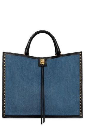 Rebecca Minkoff Darren Denim & Leather Surplus Tote in Mid Blue/Black at Nordstrom Rack