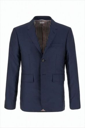 Thom Browne Tailored Deep Navy Wool Blazer With Classic Notch Lapel