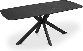 Siediti Fuori e Dentro Mesa rectangular de 180&times;90 cm con tablero de piedra efecto m&aacute;rmol