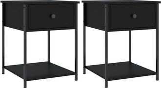 vidaXL Bedside Tables 2 pcs Black 44x45x58 cm Engineered Wood Vidaxl