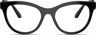 Swarovski square frame sculpted arm glasses - women - Acetate - 54 - Black