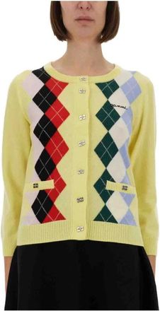 Ganni Truien & Vesten, Dames, Veelkleurig, S, Wol, Gebreide Cardigan