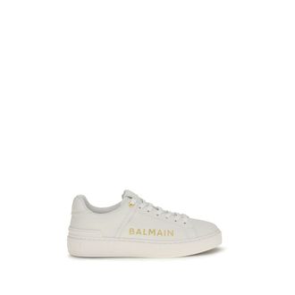 Balmain White Calf Leather Bos Taurus Low Top Womens Sneakers