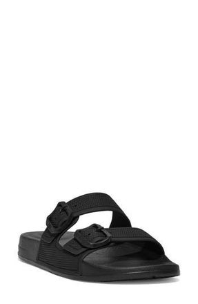 FitFlop Iqushion Two Bar Buckle Slide Sandal in All Black at Nordstrom Rack, Size 11