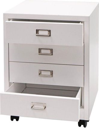 Hhg Hhg - Roll Container 423, Cajonera Armario Archivador De Acero, Metal 55x40x41cm 4 Cajones, Blanco