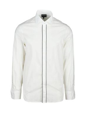 Emporio Armani White Regular Fit Cotton Stretch Mens Shirt