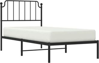vidaXL Vidaxl - Metal Bed Frame without Mattress with Headboard Black 90x200cm