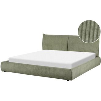 Beliani Beliani - Letto matrimoniale imbottito in velluto a coste verde 180 x 200 cm Vinay