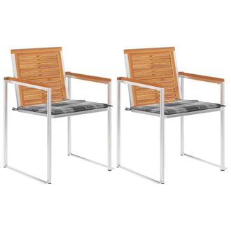 vidaXL Vidaxl - Sillas De Jard&iacute;n Con Cojines 2 Uds Madera Maciza Acacia Y Acero