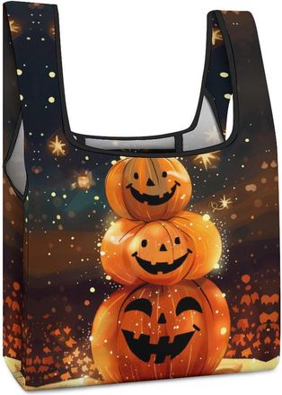 Generic Pumpkin Shopping Bag Reusable Grocery Tote Bag Foldable Handbag for Travel Picnic