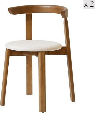 Nordlys Set 2 sillas escandinavas en madera oscura y tejido beige