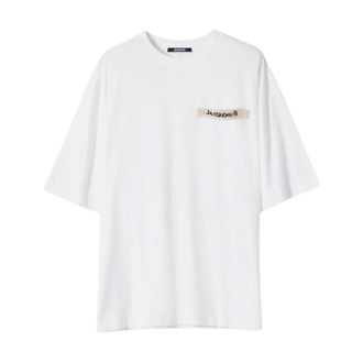 Jacquemus Tops, Heren, Wit, L, Katoen, Het Plage T-shirt