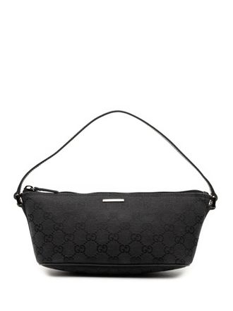 Gucci 2000-2015 GG Canvas Boat shoulder bag - women - Canvas/Calf Leather/Leather - One Size - Black