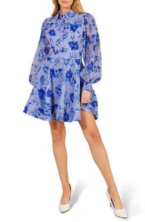 Flying Tomato Floral Long Sleeve Shirtdress in Powder Blue at Nordstrom Rack, Size Small