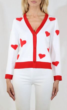Metric Knits Hearts Cardigan In White