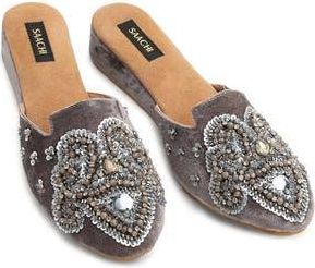Saachi Embellished Velvet Mule in Grey at Nordstrom Rack, Size 10