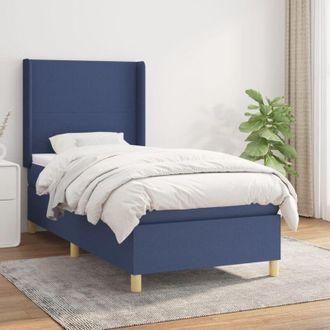 vidaXL Cama Box Spring Con Colch&oacute;n Tela Azul 80x200 Cm Vidaxl