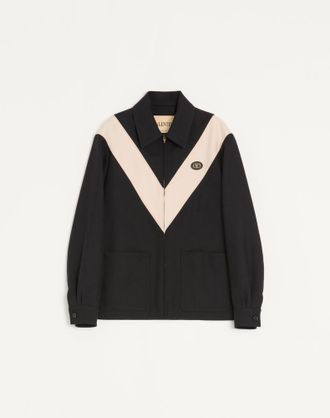 Valentino Giacca Valentino In Gabardina Di Nylon Con V Intarsiata E VLogo Patch Uomo NERO 44