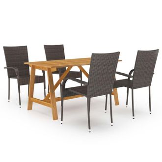 vidaXL Set Mobili Da Pranzo Per Giardino 5 Pz Marrone Vidaxl