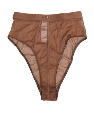 Dolce & Gabbana Brown Sheer Mesh High Waist Briefs Underwear Polyamide Clothing