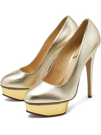 Charlotte Olympia 150mm leather platform pumps - women - Leather/Leather/Leather/Rubber - 40.5 - Yellow