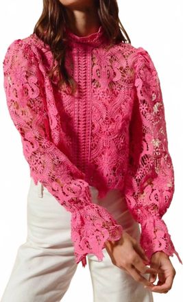So Me Floral Lace Romantic Blouse Top With Back Zipper Closure In Pink