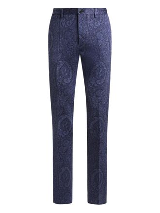 Etro cotton jacquard trousers - men - Cotton - 56 - Blue