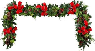 Creative Displays Inc. Handcrafted 9Ft Holiday Garland With Artichokes, Pinecones & Bows