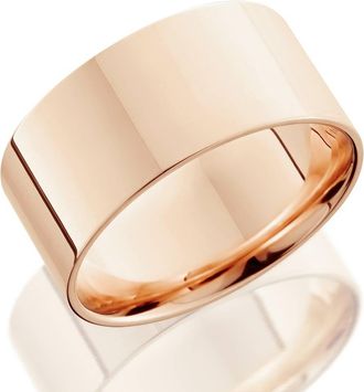 Pompeii3 10mm Flat High Polished Wedding Band 14K Rose Gold Size Selectable
