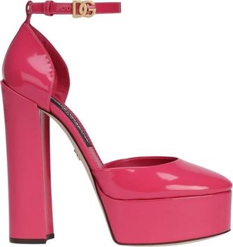 Dolce & Gabbana Roze Capri Platform Enkelband Hakken - Dames - Pumps - Roze - 39 EU - Leer - Schoenen