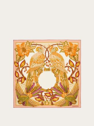 Ferragamo Women Parrots print silk scarf Orange