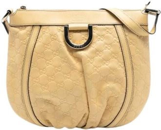 Gucci Pre-owned Cross Body Bags, female, Beige, Size: ONE SIZE Pre-owned Embossed Leather Crossbody Bag