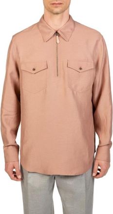Bally Quarter Zip Long-Sleeved Utility Shirt, Brand Size 50 ( US Size 40 )