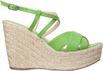 Bruno Menegatti Womens Grace Ankle Strap Wedge Leather Sandal In Green