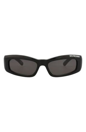Balenciaga 57mm Rectangle Sunglasses in Black Black Grey at Nordstrom Rack