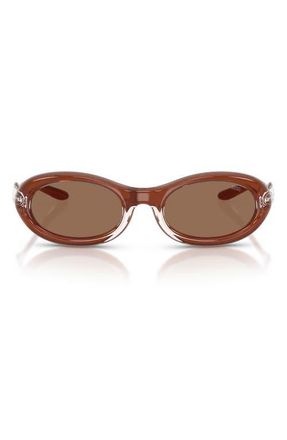 Diesel DL3011U 51mm Oval Sunglasses in Cristal Varnish Metal Brown at Nordstrom