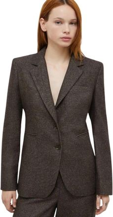 Marella Lurex Blazer met Array-patroon - Dames - Blazers - Bruin - M - Jassen
