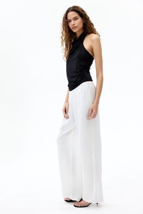 H&M Wide-leg linen-blend pants in White at Nordstrom, Size Xx-Large