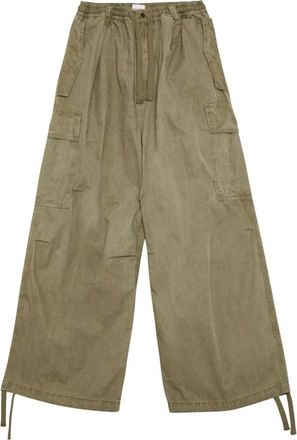 Amish Cargo broek van popeline stof - Dyed Sage - Heren - Wijde Broeken - Groen - S - Katoen - Broeken