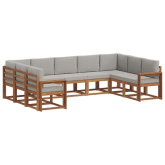 vidaXL Conjunto De Sof&aacute;s De Exterior 9 Pcs Gris Natural Y Claro Vidaxl