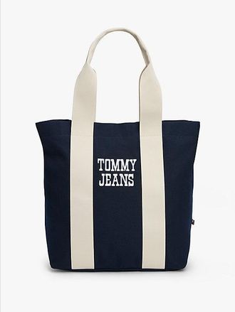 Tommy Hilfiger Textured Logo Canvas Tote Bag
