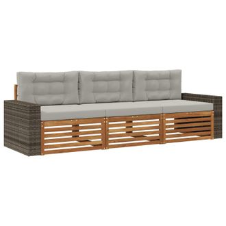 vidaXL Conjunto De Sof&aacute;s De Exterior 3 Pcs Natural Y Gris Claro Vidaxl